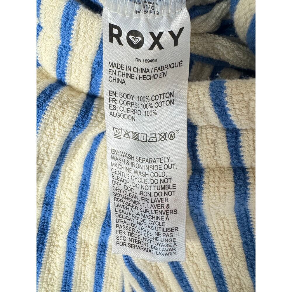Roxy Blue & White Striped Terry Cloth Beach Pants Wide Leg Cropped Women’s S/M - Picture 7 of 7